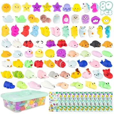 Abbildung von BONNYCO Mochi Squishy Set Mitgebsel Kindergeburtstag Gastgeschenke 80 Stück Kleine Geschenke für Kinder, Mitbringsel Gastgeschenk Give Aways, Pinata Füllung