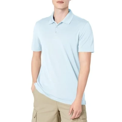 Abbildung von Amazon Essentials Herren Golf Poloshirt, Schnell Trocknend, Schmale Passform, Hellblau, M