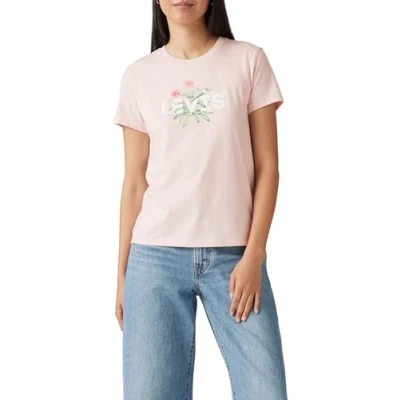 Abbildung von Levi&#039;s Damen The Perfect Tee T Shirt, Pink Desert Plant HL Logo Bros, L