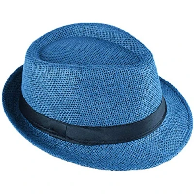 Abbildung von Miobo Strohhut, Panamahut Fedorahut,Trilby Design,Sonnenschutz 54 Strohhut Königsblau