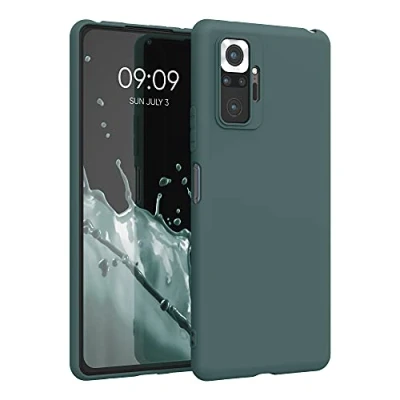 Abbildung von kwmobile Hülle kompatibel mit Xiaomi Redmi Note 10 Pro weiches TPU Silikon Case Cover geeignet für kabelloses Laden Blaugrün