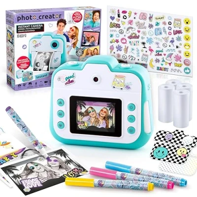 Abbildung von Canal Toys Photo Creator CLK 001 Sofortbildkamera für Kinder Instant Druck mit LCD Display Kinderkamera und Fotodrucker in one Thermopapier, 1 Set, hellblau