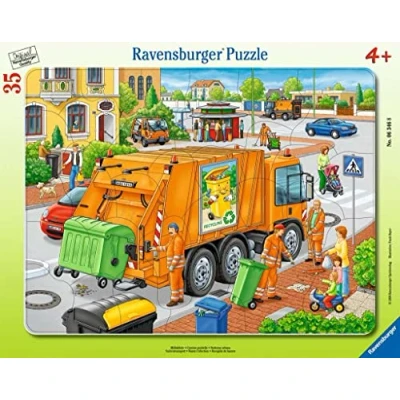 Abbildung von Ravensburger Kinderpuzzle 06346 Müllabfuhr Rahmenpuzzle für Kinder ab 4 Jahren, mit 35 Teilen, Yellow