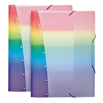 Abbildung von VELOFLEX 4432404 2 Sammelmappe Rainbow Diamond, DIN A3, Ordnungsmappen mit Gummizug, strapazierfähig, Jurismappe aus PP