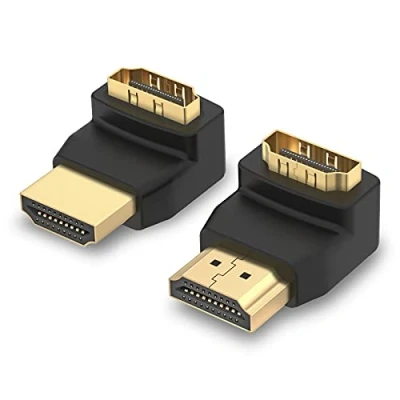 Abbildung von VCE 2 Stück HDMI Winkel Adapter, Winkelstecker 90 Grad und 270 3D&amp;4K Stecker auf Buchse Adapter , Abgewinkelt Verbinder Vergoldete Kontakte