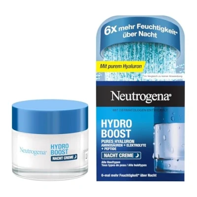 Abbildung von Neutrogena Hydro Boost Gesichtscreme, Nachtcreme mit Hyaluron, intensive Feuchtigkeit für jede Haut, 50ml