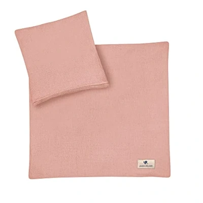 Abbildung von Julius Zöllner Musselin Kinderbettwäsche 80x80 + 35x40 cm, 2 teiliges Set aus Deckenbezug und Kissenbezug, 100 Prozent Baumwoll Musselin, mit Reißverschluss, Standard by Oeko TEX, Dusty Rose