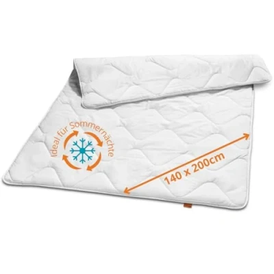 Abbildung von sleepling 197184 Ultra leichte Sommerdecke Sommer Bettdecke Mikrofaser Made in EU Ökotex 100 waschbar 60 Grad 140 x 200 cm, weiß