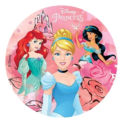Abbildung von Dekora 236037 Disney Prinzessinnen Tortenaufleger aus zuckerfreiem Esspapier 20 cm, Rosa, cm