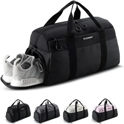 Abbildung von Fitgriff® Sporttasche &amp; Reisetasche V2 für Damen und Herren mit Schuhfach Nassfach Tasche Sport, Fitness, Reisen Trainingstasche, Gym Bag, (Full Black, Medium)