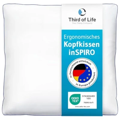 Abbildung von Kopfkissen 80x80 inSPIRO vom Gewinner des Innovationspreis Ergonomie 2022, Bestes ergonomisches Schlafkissen, Geeignet für Seitenschläfer, Rückenschläfer &amp; Bauchschläfer, Optimales HWS Nacken Kissen