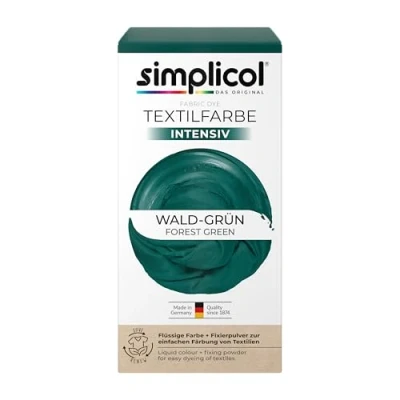 Abbildung von simplicol Textilfarbe intensiv Wald Grün Einfaches Färben in der Waschmaschine Flüssige Farbe &amp; Fixierpulver 1er Pack