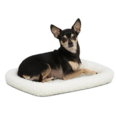Abbildung von MidWest Homes for Pets Modell 40218 Haustierbett für Hund/Katze, 46 cm lang, Fleece, bequemes Polster, passend lange Hundebox, pflegeleicht, maschinenwaschbar und trocknergeeignet, weiß