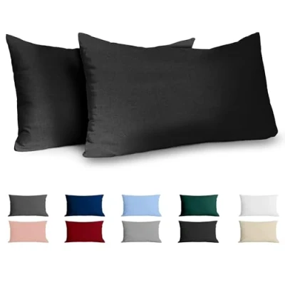 Abbildung von Dreamzie Kissenbezug 50x80 Renforcé Baumwolle (2er Set) Schwarz Dicht gewebt mit 57 Fäden/cm² Kopfkissenbezug cm Oeko Tex Zertifiziert