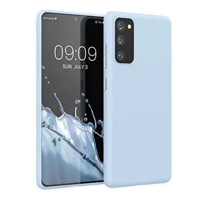 Abbildung von kwmobile Hülle kompatibel mit Samsung Galaxy S20 FE weiches TPU Silikon Case Cover geeignet für kabelloses Laden Hellblau