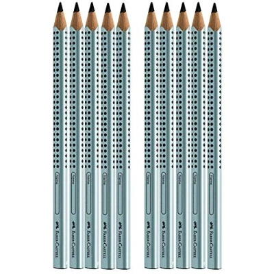 Abbildung von Faber Castell 111997 12 Jumbo GRIP Bleistifte, Härtegrad: B, Schaftfarbe: silber (10er, silber)