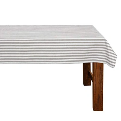 Abbildung von FILU Tischdecke 130 x 220 cm Grau/Weiß gestreift (Farbe und Größe wählbar) hochwertig gefertigtes Tischtuch aus 100% Baumwolle