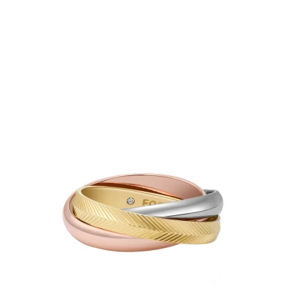Abbildung von Fossil Damenring Harlow Interlocking Links Edelstahl dreifarbig, JF048079985