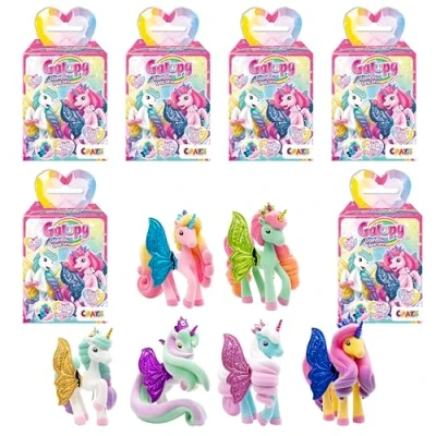 Abbildung von Galupy Unicorn Rainbow 6er Pack Einhorn Spielzeug zu Sammeln, Figuren mit Glitzerflügeln &amp; Swarovski Kristal