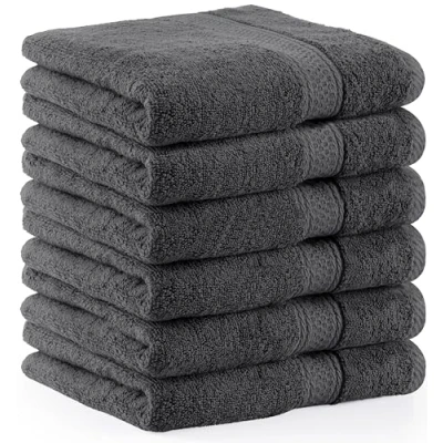 Abbildung von Utopia Towels 6er Pack Frottee Handtücher 50x100 cm mit Aufhängeschlaufe, mittelgroße 100% Baumwolle weich und saugfähig Set (Grau)