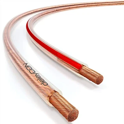 Abbildung von deleyCON 30m Lautsprecherkabel 2x 4,0 mm² reines Kupfer OFC Speaker Cable Kabel Audio Boxenkabel für HiFi Lautsprecher &amp; Surround Polaritätskennzeichnung Transparent