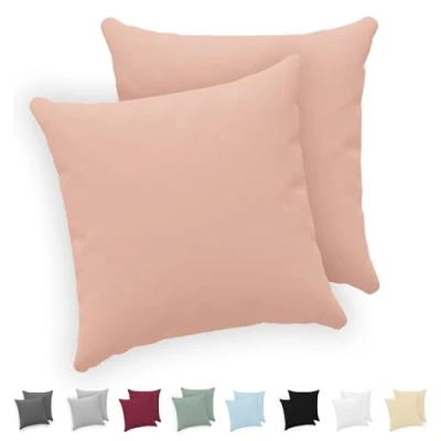 Abbildung von Twinzen® Kissenbezug 40x40 (2er Set) 100% Jersey Baumwolle 150 GSM Kissenbezüge Rosa Für cm Kissenhülle mit Reißverschluss Oeko Tex Zertifiziert