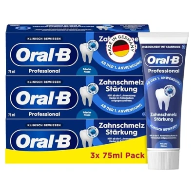 Abbildung von Oral B Professional Zahnschmelz Stärkung Zahncreme/Zahnpasta, Made in Germany, Frische Minze, 3x75ml