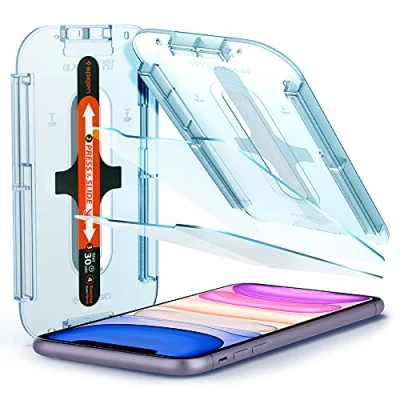 Abbildung von Spigen Glas.tR EZ Fit Schutzfolie kompatibel mit iPhone 11, XR
