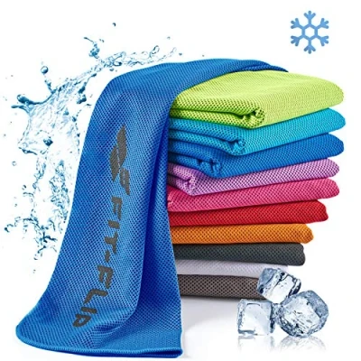 Abbildung von Fit Flip kühlendes Handtuch als Cooling Towel und mikrofaser Kühltuch Sporthandtuch Airflip für Fitness Sport Ice Kühlhandtuch (dunkel blau, 120x35cm)