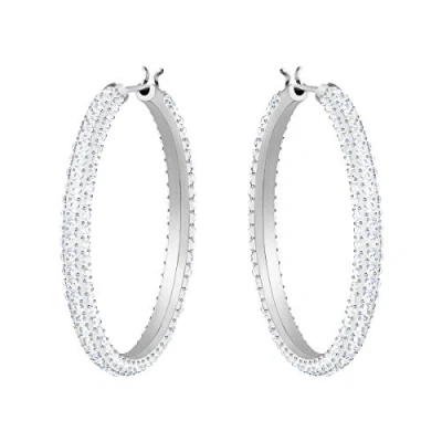 Abbildung von Swarovski Stone Kreolen, Weiss, Rhodiniert