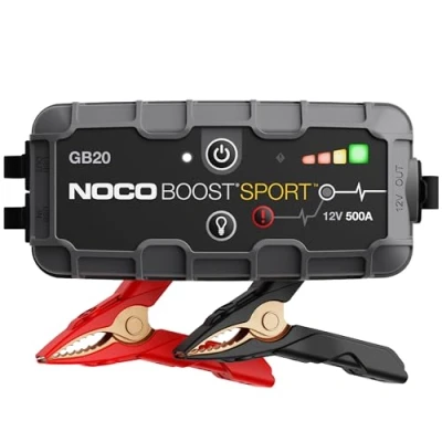 Abbildung von NOCO Boost Sport GB20 500A 12V UltraSafe Starthilfe Powerbank, Lithium Starthilfebox, Kfz Batterie Booster und HD Starthilfekabel für Benzinmotoren bis zu 4,0 Litern Hubraum