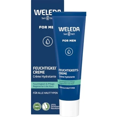 Abbildung von WELEDA Bio FOR MEN Feuchtigkeitscreme frische Naturkosmetik Männer Gesichtscreme Hautpflege für trockene &amp; empfindliche Haut. Schnell einziehende Herren Gesichtspflege mit Jojobaöl Sesamöl (30ml)