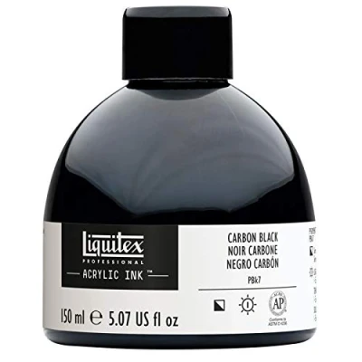Abbildung von Liquitex 4261337 flüssige Professional Acrylfarben Ink, Tusche, 150ml, hochpigmentierte Airbrushfarbe, karbonschwarz