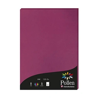 Abbildung von Clairefontaine 4206C Packung mit 50 Karten Pollen 120g, DIN A4, 21 x 29,7cm, Himbeer