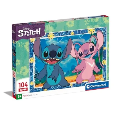 Abbildung von Clementoni Disney Stitch Puzzle mit 104 Super Teilen für Kinder ab 6 Jahren, buntes Kinderpuzzle besonderer Leuchtkraft, 27573