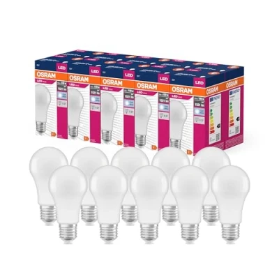 Abbildung von OSRAM LED Star Value Classic A100 Lampe für E27 Sockel, Birnenform, FR, 1521 Lumen, kaltweiß (4000K), Ersatz herkömmliche 100W Glühbirnen, nicht dimmbar, 10er Pack