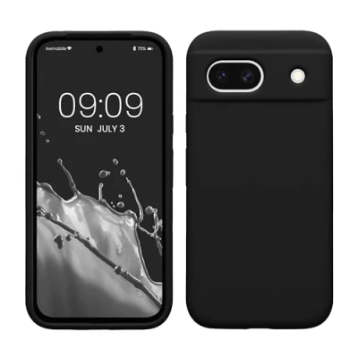 Abbildung von kwmobile Hülle kompatibel mit Google Pixel 8a Silikon Handy Case Handyhülle weiche Oberfläche kabelloses Laden Schwarz