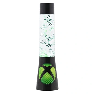 Abbildung von XBOX Glitzer Flüssigkeitsfluss Lampe mit schwebenden Controller Icons Offiziell lizenziertes Microsoft Merchandise, Gaming Raum Nachtlicht Schlafzimmerdeko