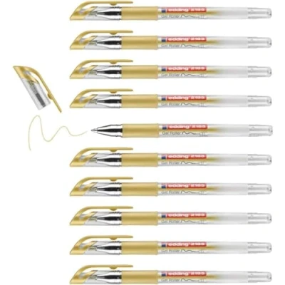 Abbildung von edding 2185 Gelroller gold 10 Stifte 0,7 mm Gelstifte zum Schreiben, Malen, Mandala, Bulletjournal Gelschreiber, Gelmalstifte