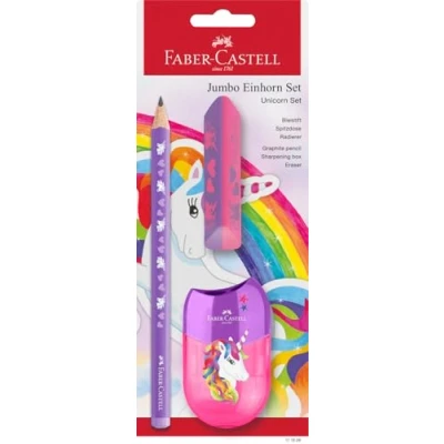 Abbildung von FABER CASTELL 111528 Schreibset Einhorn mit Jumbo Bleistift, Spitzer und Radiergummi, Schulset für Kinder