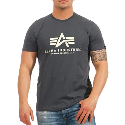 Abbildung von Alpha Industries Tshirt print, Herren, Größe: Small, Anthrazit