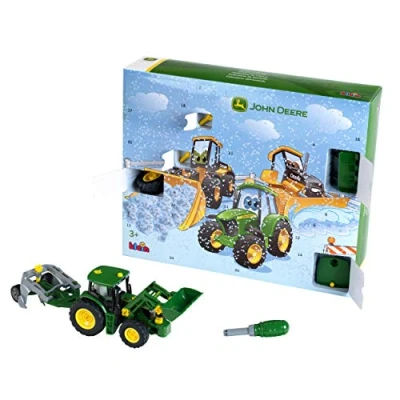 Abbildung von Theo Klein 3936 John Deere Adventskalender mit 24 Türchen I Set zum BAU eines Traktors im Maßstab 1:24 Inkl. Schraubendreher Maße: 41 cm x 12 Spielzeug für Kinder ab 3 Jahren