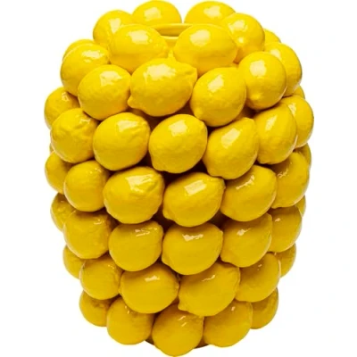 Abbildung von Kare Design Vase Lemon Juice, Gelb, Deko Vase, Blumenvase, Zitronen Motiv, Porzellan, handgearbeitet, Unikat, 40 cm (H)