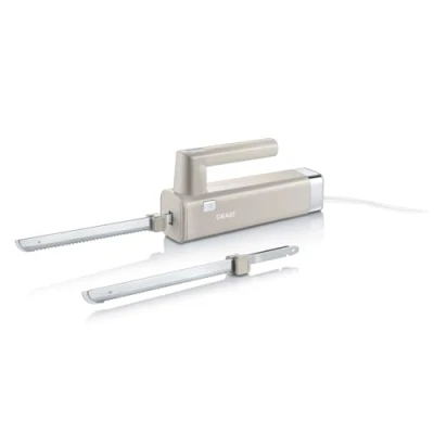 Abbildung von GRAEF. Elektromesser EK508 taupe elektrisches Brotmesser für die Küche Fleischmesser Torten, Brot oder gefrorenes Fleisch schneiden austauschbare Klingen