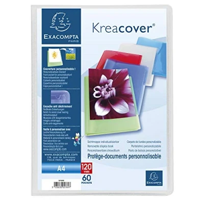 Abbildung von Exacompta 5769E Sichtmappe (PP 500µ mit 60 Hüllen Krea Cover Chromaline, für Format DIN A4, 21 x 29,7 cm, transparent) 1 Stück zufällige farbe