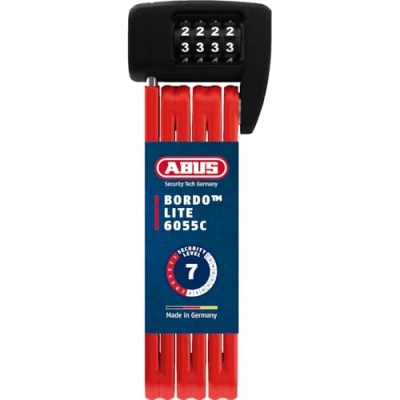Abbildung von ABUS Faltschloss Bordo Lite 6055C SH mit Halterung und Zahlencode Extra leichtes Zahlenschloss aus Spezialstahl Sicherheitslevel 7 85 cm Rot