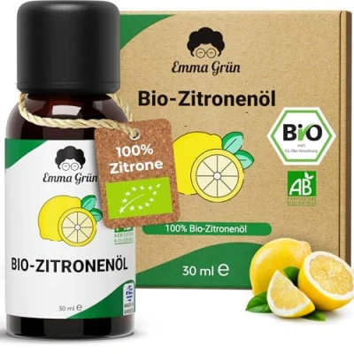 Abbildung von Emma Grün® Bio Zitronenöl Ätherisches Öl [100% Naturrein] Zitronen 30ml Zitrone Ätherische Öle Naturrein Essential Oil LEBENSMITTELQUALITÄT Made in Greece