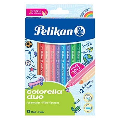 Abbildung von Pelikan 813846 Faserschreiber Colorella Duo C407, 12 Stifte in Faltschachtel