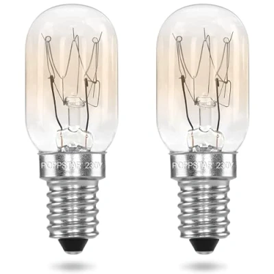 Abbildung von Poppstar 2 Stück Kühlschranklampe E14 15W, Glühbirne für Kühlschrank, Nähmaschine, Gefriertruhe, Salzkristalllampe (2700K warmweiß, 150 Lumen)