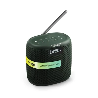 Abbildung von Pure Woodland Mini Outdoor Lautsprecher mit Bluetooth &amp; DAB+/FM Radio (wasserdicht IP67, robust, tragbar, 14h Akku, perfekt für Garten Camping) Grün